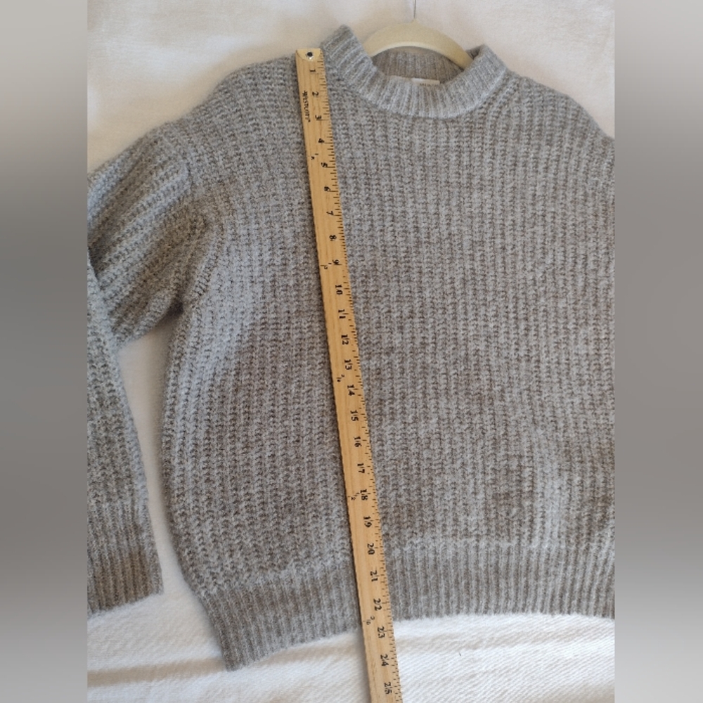 Zara Alpaca Wool Blend Chunky Knit Mockneck Sweater Light Gray Size S - Picture 13 of 14
